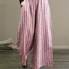 Pantalons pour femmes S Vintage rayé large pantalon pour femmes 2023 automne taille haute droite avec impression 4XL coton lin mince maison 230901