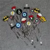 100pcs Wax dabbers cleaning dab tool with fashion badges 120mm glass dabber tools Stainless Steel Pipe Cleaning Tool LL