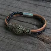 Charm Armbanden 1 stks Viking Mannen Armband Noorse Vegvisir Symbool Bangle Pagan Sieraden Rune Lederen Polsband
