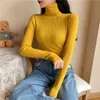 Kadın Sweaters JMPRS BURTLENECK Kadın Kazak Sonbahar Uzun Kollu Kadın Temel Örme Jumper Yüksek Elastik Basit Renk Üstleri Damla 230901