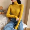 سترات النساء jmprs turtleneck سترة سقوط سقوط طويل الأكمام الإناث الأساسي للطفلة المحبوكة عالية المرنة قمم الصلبة البسيطة القطع 230901