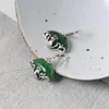 Dingle örhängen FNJ Peacock Green Agate 925 Silver Original Pure S925 Sterling Drop Earring For Women smycken