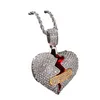 Heren Hip Hop ketting Iced Out Broken Heart Hanger Kettingen Fashion Jewelry3029298