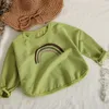 Hoodies Sweatshirts Autumn Childrens Sweater Rainbow Pattern Longsleeved Top Clothes Kids Baby Girl Boy Swwatshirt Toddler Infant Hoodie Coat 17Y 230901
