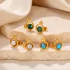 Boucles d'oreilles Double cercle Aretes De Mujer en acier inoxydable pour femmes couleur or Turquoise Pendientes boucles d'oreilles creuses bohême bijoux