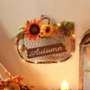 Other Event Party Supplies LED musim gugur labu bunga matahari dengan lampu tanda kayu simulasi karangan liontin hari panen Halloween rumah pintu 230904