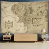 Tapisserier Antik Pirate Treasure Map Tapestry Wall Hanging Hippie Boho Decor Golden Island Mattan College Dorm Decoration 230901