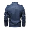 QNPQYX New Vintage PU Leather Jacket Men Solid Color Zipper Pocket Fleece Motorcycle Jackets Winter Warm Slim Coat Plus Size 4XL Chaquetas