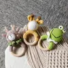 Grzechdy komórki 1PC Baby Rattton Cartton Zwierzęce szydełkowe drewniane pierścienie DIY rzemieślnicze ząbkowania amigurumi do łóżeczka wiszącej 230901