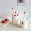 Wijnglazen Aardbei Leuke glazen beker met rietje Creatief transparant water Student Melk Hittebestendig