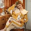 Vrouwen Nachtkleding SOUGEN Herfst Winter Pyjama Vrouwen Ruche Leuke Set Meisje Grote Maat Homewear Nacht Pak Lange Mouw Pyjama