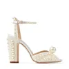 Pearl High Heels Summer Sandals Sandals White Buty ślubne Buty ślubne Pearl Satin Platform