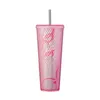 Mugs 710ml Korean Girls Co branded Style with straw durian cup 24oz diamond tie cold drink Coffee box 230901