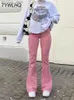 Damesjeans Street chic Y2K Flared Jeans Dames Hoge taille Jaren 90 Mode Roze Stretch Baggy Mom Jeans Wijde pijpen Broek Elegante denim broek 2023 Q230904