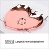 Decorative Figurines Homies 1pc Ins Stainless Steel Golden Tray Colorful Heart Jewelry Storage Fruits Snacks Organizer Gadgets Decor Gift