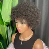 Malaysiska peruanska indiska brasilianska naturliga färg svart 100% rå jungfru remy mänskligt hår kinky lockigt pixie klippt regelbunden kort peruk
