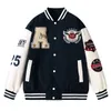 Heren Jassen Varsity Baseball Bomberjack Mannen Hip Hop Harajuku Bone Brief Patchwork Leer Streetwear Vrouwen Unisex College Jassen 230904