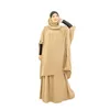 Ethnische Kleidung Eid Muslimische Frauen Kapuzenoberteile Rock Zweiteiliges Set Ramadan Khimar Jilbab Islamische Robe Abaya Gebetskleid Kleidungsstück Kaftan