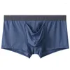 Sous-vêtements hommes sexy mince éléphant nez boxer long pénis sac lingerie shorts glace soie u convexe mini culotte