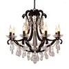 Lampy wiszące żyrandol Nowoczesny kryształowy czarny luksus luksusowy El żyrandelierze wystrój domu E14