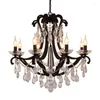 Pendant Lamps Chandelier Modern Crystal Black Luxury Lustre El Chandeliers Home Decor E14 Led Lights