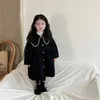 Trench-coat pour filles, manteau de princesse pour enfants, grande vague, revers, perles, fleur, simple boutonnage, manches longues, vêtements d'extérieur, automne, Z3837