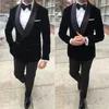 Herenpakken Blazers Zwart Fluwelen Prom Mannen Voor Bruiloft Sjaal Revers Plus Size Bruidegom Smoking 2 Stuk Roken Jas slim Fit Te2715