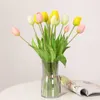 Flores decorativas mini látex pu tulipa flor casa decoração de casamento simulação hidratante toque real planta falsa adereços suprimentos