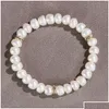 Beaded Natural Pearl Stretch Bracelets Unisex Fashion Classic Diamond Heart Couple Colorf Women Jewelry Love Drop Delivery Otqes