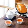 Theekopjes Met Reistas 2 Chinese Kung Fu Set Reizen Keramische Draagbare Theepot Porselein Teaset Gaiwan Tool 230901