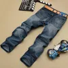 Jeans masculinos inteiros jeans azul preto cor reta jeans rasgados para homens moda biker jeans botão calças 7722834