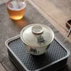 Conjuntos de té Estilo chino Retro Kung Fu Lujo Gaiwan Viaje Cerámica Ceremonia de té Premium Juego De Te Accesorios 230901
