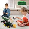 Elektrische/RC-auto 1/24 RC-tractor met LED-licht 8In1 boerderijspeelgoedset 2,4 GHz afstandsbediening auto vrachtwagen landbouwsimulator voor kinderen cadeau 230901