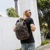 Backpack Large Capacity Man Travel Bag Handmade Oil Genuine Leather Drawstring Bucket Shoulder Daypack Male Mountaineering