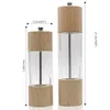 Mills Wooden Salt and Pepper Grinder Set Manual with Acrylic Visible Window Cleaning Brush 2 Pack 230901