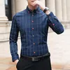 Camicie casual da uomo Camicia da uomo slim Camicia scozzese con colletto rovesciato Camicia elegante monopetto formale Polo slim da uomo primaverile T-shirt da lavoro Camisa 230904