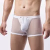 Sous-vêtements hommes maille Boxer Shorts String Homme Lingerie voir à travers Jockstrap Gay Cuecas résille Sissy troncs Wetlook culotte