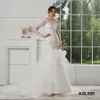 Robe de mariée sirène fantaisie, jupe col en v, coupe cintrée, manches longues, dentelle Simple, robuste, AGL008