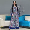 エスニック服eidイスラム教徒の版画タッセルドレス女性アバヤ・ジャラビヤロングドレス
