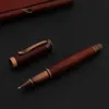 Fountain Pens Red Wood Fountain Pen Brass Hooded Nib Return Stationery Office School Supplies Writing Gift Pens HKD230904