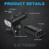 Bisiklet Işıkları X-Tiger Bisiklet Işığı Yağmur Geçirmez USB Şarj LED Bisiklet Işıkları Ön lamba Far Far Alüminyum UltraLight El Feneri Bisiklet Işığı 230904