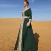 Ethnische Kleidung, luxuriöse Kaftan-Kleider, muslimische Abaya, Dubai-Stickerei, elegantes Langarm-Islam-Türkei-Jellaba-marokkanisches Kleid für Frauen