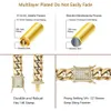 PY BLING 14k vergulde heren zware Miami Cubaanse schakelketting choker met Lab Diamond gesp roestvrijstalen hiphop dikke 8 mm-16 mm ketting