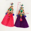 Висячие серьги ZHINI в этническом стиле с цветными кристаллами и цирконием для женщин, модные массивные серьги ручной работы с большими висячими кисточками, ювелирные изделия