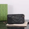 Chain Shoulder Bag Composite Bags Wallet V-shaped Suture Hardware Letter Zipper Outer Pocket Flip Concealed Buckle High Quality Pure Leather 5A