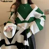 Mulheres suéteres coreano lazer primavera harajuku tops listrado suéter mulheres falso duas peças halter fora do ombro sueter y2k pullovers malhas 230904