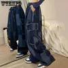 Women's Jeans Vintage Baggy Jeans Woman Japanese Chic Wide Leg Pants Vintage Patchwork Plaid Pocket Trouser Streetwear Y2k Clothes Full Length Q230904