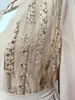 Ethnic Clothing Kimono Abaya And Vest Dress Beige Double Layer Chiffon Lace Sequin Embroidery Robe Modest Muslim Dubai Clothes 2023