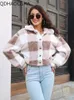 Womens Jackets Jacket Doublesided Velvet Plaid Short Coat Lantern Sleeve Loose Commuting Warm Women Winter Clothing Long Tops 230904