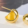 Pendientes de tuerca para mujer, 1 par, galvanoplastia, geométrico, brillante, Piercing, vestido, Simple, Mini plateado, accesorio de joyería